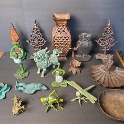 Cast Iron Decor: Vase, Asian Lion, Owl Bookend, More
