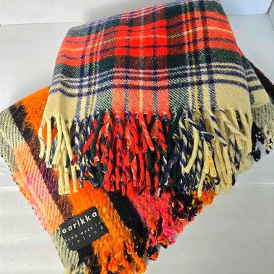 Vintage Aarikka Finland Wool Throw & Plaid Wool Stadium Blanket