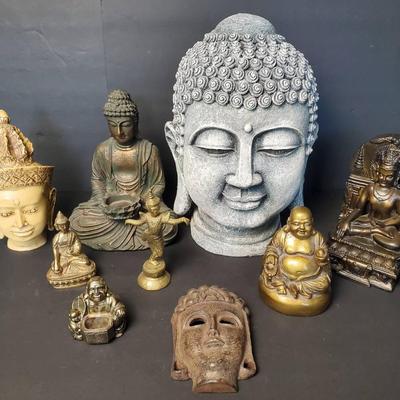 Buddha Busts & Figurines: Brass & Resin, 3-13”h
