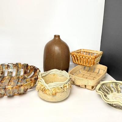 Art Pottery - Ceramic Baskets Including River Hill, Vase 9.5”h