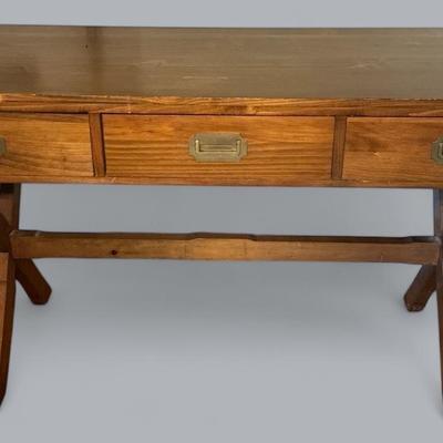 Wood Campaign Style Desk 30"h x 52.75"w x 23.25"d
