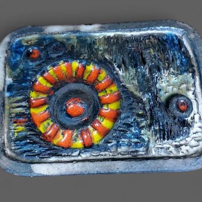 MCM Brutalist West German Fat Lava Ceramic Wall Plaque - 8x10”