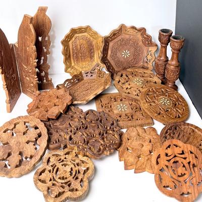 Carved Wooden Decor Made In India - Lot 2 Of 2