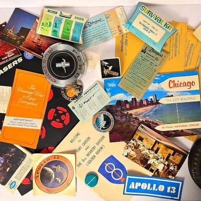 Vintage Apollo Space Program Ephemera & Pins, Plus Disney Ephemera, Mustang Gas Cap, More