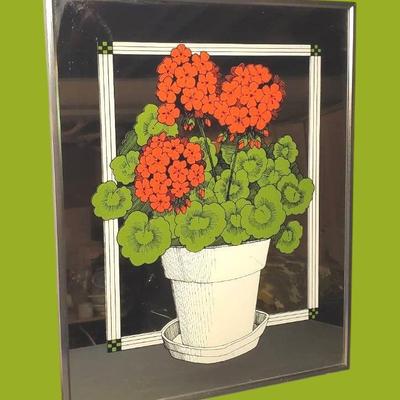Vintage Turner Geranium Mirror Wall Accessory