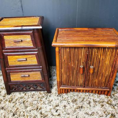Bamboo & Rattan Chests - 14.5x9x23.5” & 18x11.5x19”