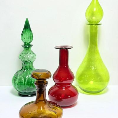 MCM Glass Decanters & Vase 
