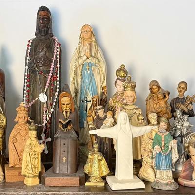 Christian Figurines: Wood, Metal, Ceramic, Plastic