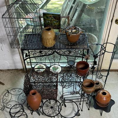 Plant Stands, Metal Side Table 30x10x28”, Pottery & More Decor