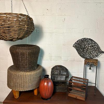 Wicker Stools, Hanging Basket, Bird Cages & More