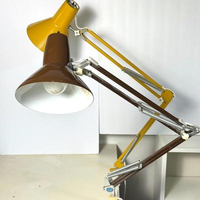 Vintage Task Lamps: Yellow Made In Denmark & Brown LEDU USA