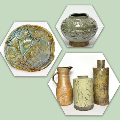 Art Pottery: Pitcher, Bowl And Vases 