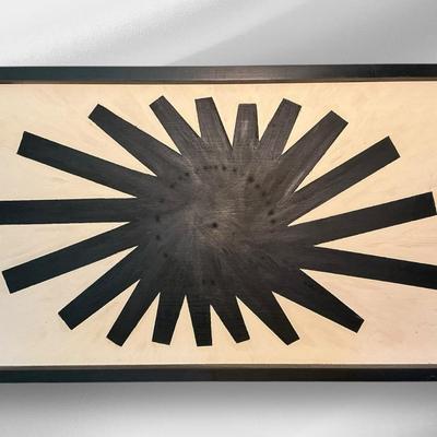 MCM Geometric Painting on Board - Framed 16x31"