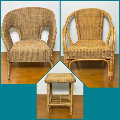Wicker & Rattan Chairs & Side Table