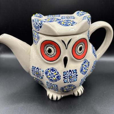 Vintage Hand painted Owl Teapot