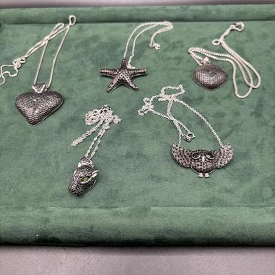 New Old Stock Black Spinel And 925 Silver Necklaces