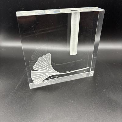 Vintage Signed S. Schlanser Glass Block Bud Vase