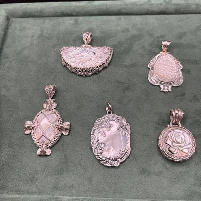 New Stock Five Pieces Mother Of Pearl In Sterling Silver 