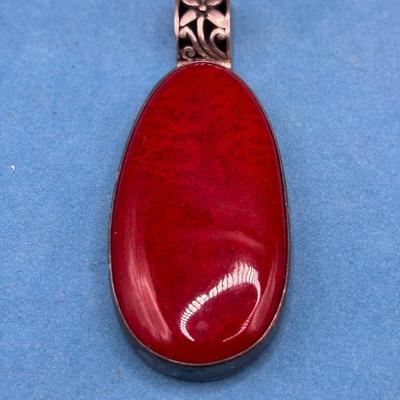 Vintage Mexico Silver With Red Jasper Stone Pendent