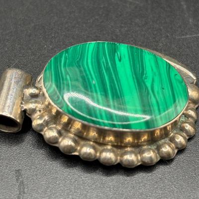 Vintage Mexican Silver Malachite Pendent 