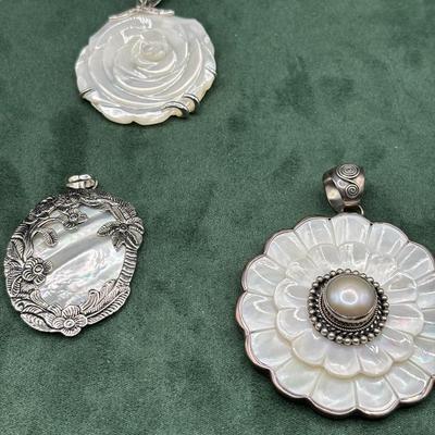 New Stock Mother Of Pearl Pendents Silver 925
