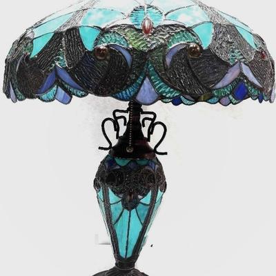 Striking Tiffany Style Stained Faux Glass Table Lamp #1