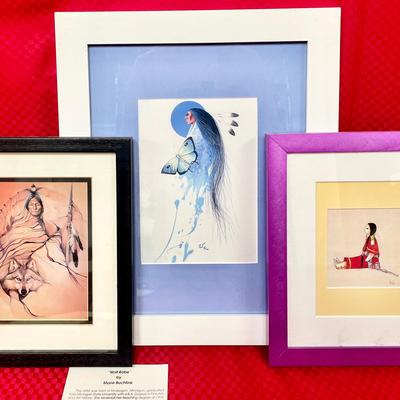 Collection Of Native American Prints Feat. “Wolf Robe” Signed Marie Buchfink