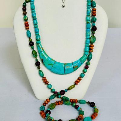 Jay King DTR Turquoise & Sterling Necklace /  Multi-Gemstone Necklace