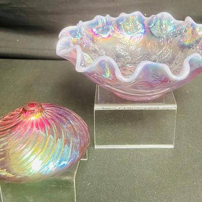 Vintage Fenton Opalescent Glass “Holly” Bowl