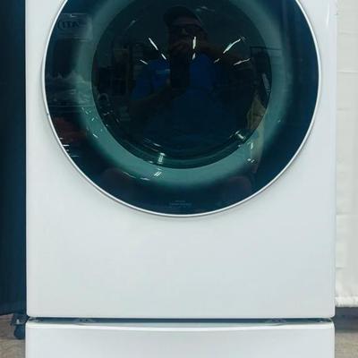 LG Front-Load Dryer w/Sensor Dry, ThinQ, & Storage Pedestal 