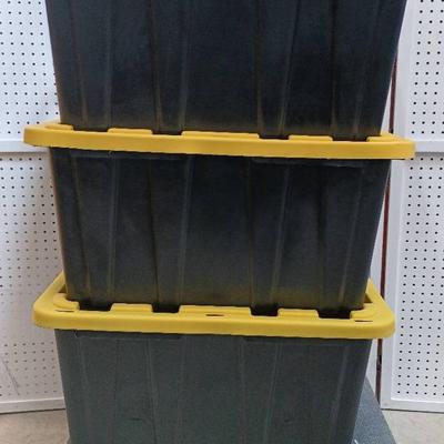 Three HDX 27-Gallon Tough Totes w/ Yellow Lids #1