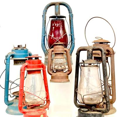 Six Vintage Oil and Kerosene Laterns - Dietz, Rayo, and more!