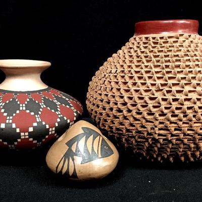 Mata Ortiz Pottery Vase Duo W/ Tonala Pottery