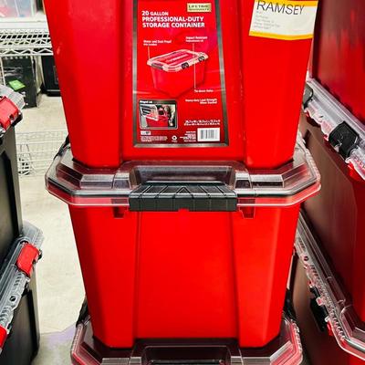(3) Red 20-Gallon Husky Storage Containers #2