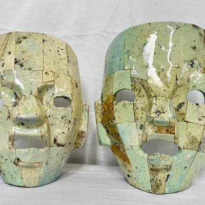 Mexican Mayan Aztec Death Masks Stone 