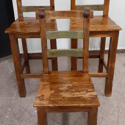 Three Wooden Chairs 2 Barstools & 1 Dinner Chair 
