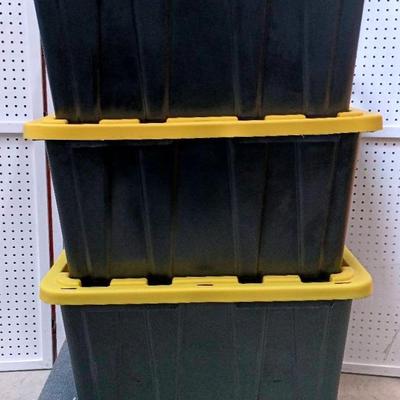 Three HDX 27-Gallon Tough Totes w/ Yellow Lids #2