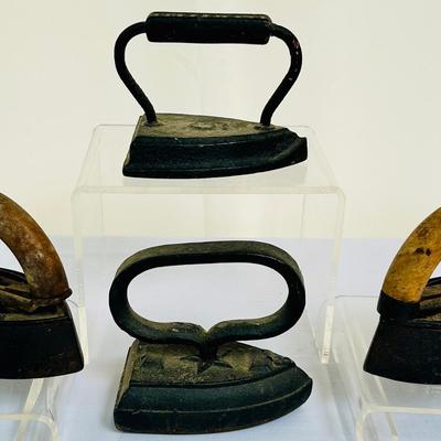 (4) Cast Iron Sad Irons: Geneva, Ravenna, Sheffield & More
