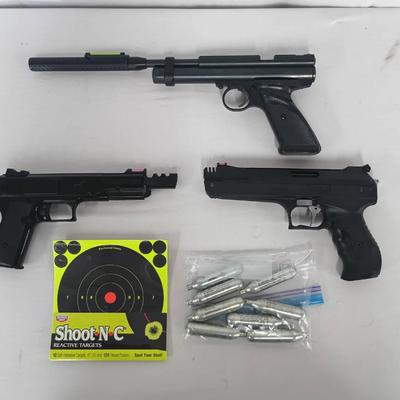 Air Pistol Trio Bundle w/CO2 Cartridges & Targets