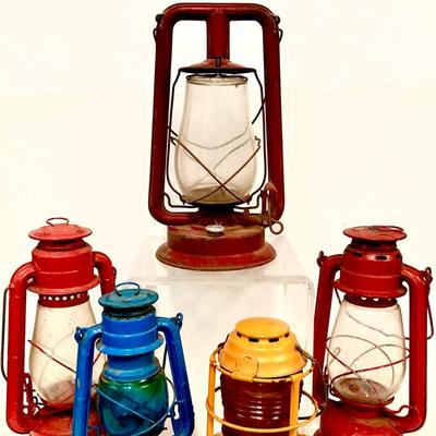 Five Vintage Oil and Kerosene Lamps - Paull, Dietz, and More!
