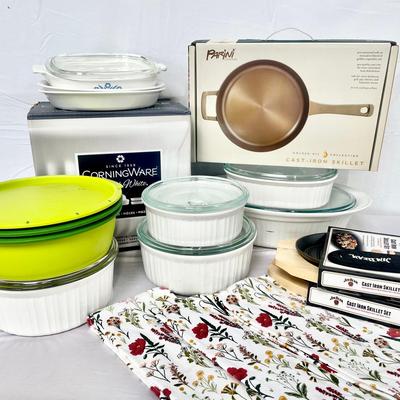 Corning Ware Unopened And Vintage, Panini Cast-Iron Skillet & More