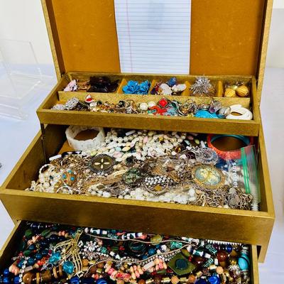 Jewelry Box Filled w/Vintage & Newer Jewelry