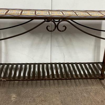 Wrought Iron Scroll Talavera Console Table
