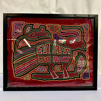Mola Textile Art + Glass And Frame! 