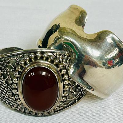 Sterling Cuff Bracelets / Carnelian / RLM Sterling