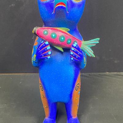 Oaxacan (Alebrije) Colorful Bear w/Fish Mexican Folk Art