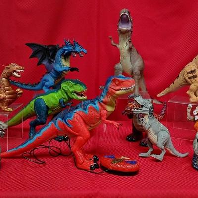 (9) Vintage Dinosaur Collection Pieces Some Animated 