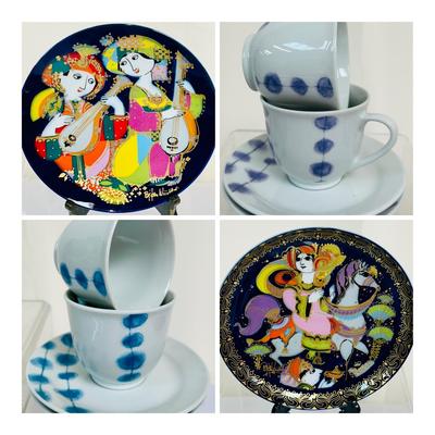 Bjorn Wiinblad Rosenthal Plates / Europa Collection Teacups & Saucers