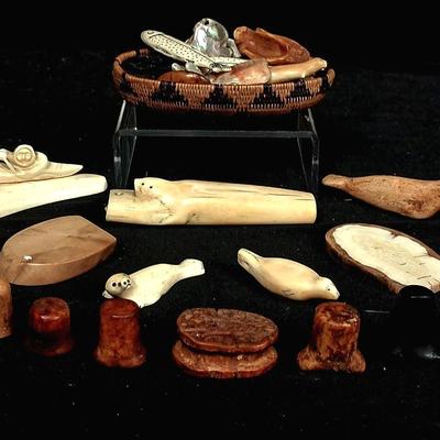 Native-Inspired Carved Miniatures with Basket