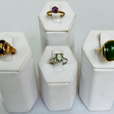 (4) 10k Rings w/Stones (11.81g)